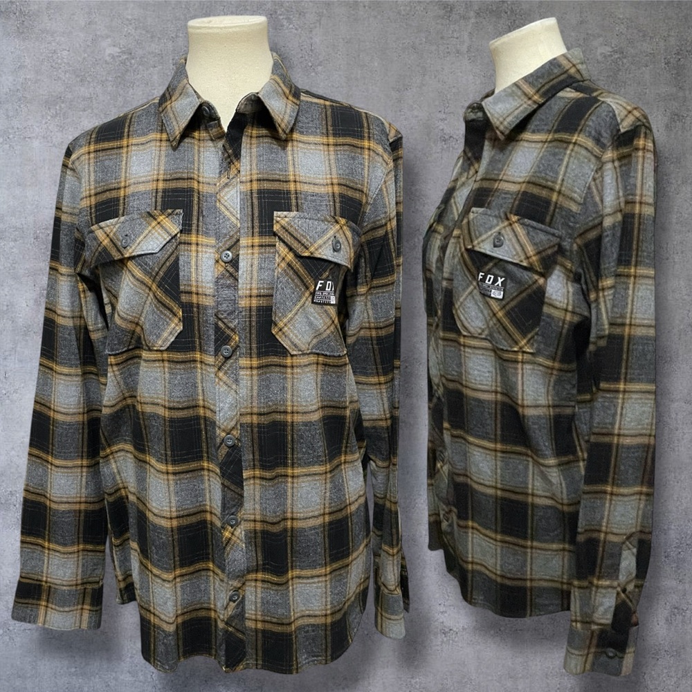 Fox Racing Traildust Flannel Long Sleeve Shirt Heather Graphite Medium VGUC